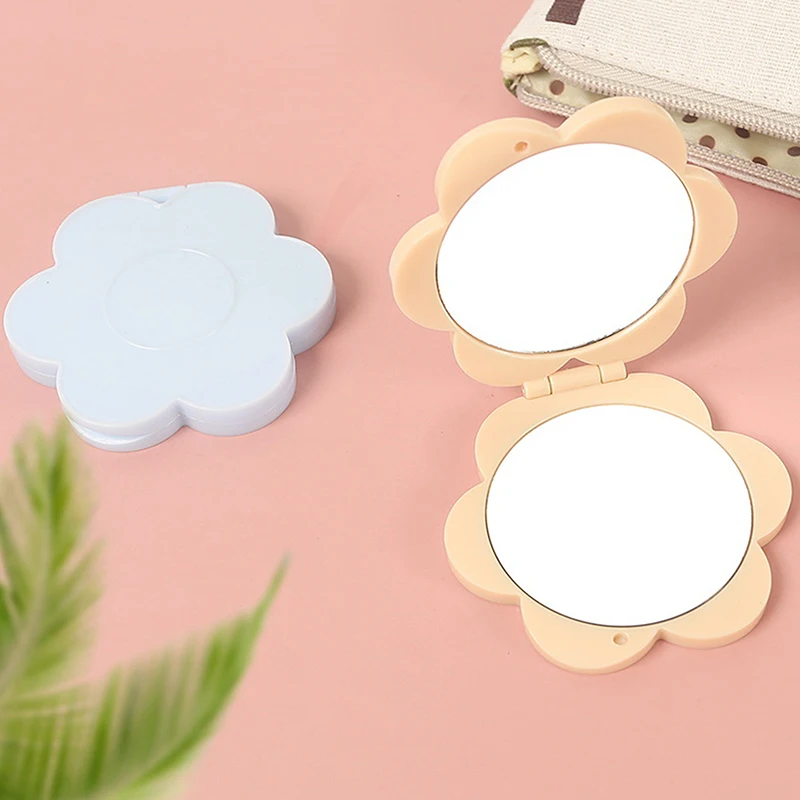 Portable Double-sided Folding Makeup Mirror Flower Mirror Pocket Compact Dressing Table Handheld Mirror Student Mirror