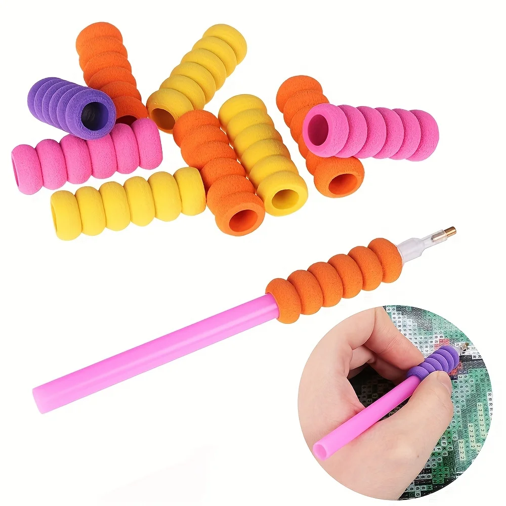 5pcs Diamond Painting Tool Random Color Soft Foam Holder Hold Pen Correction Pencil Grips Diamond Moasic Grippers Pencil Cushion