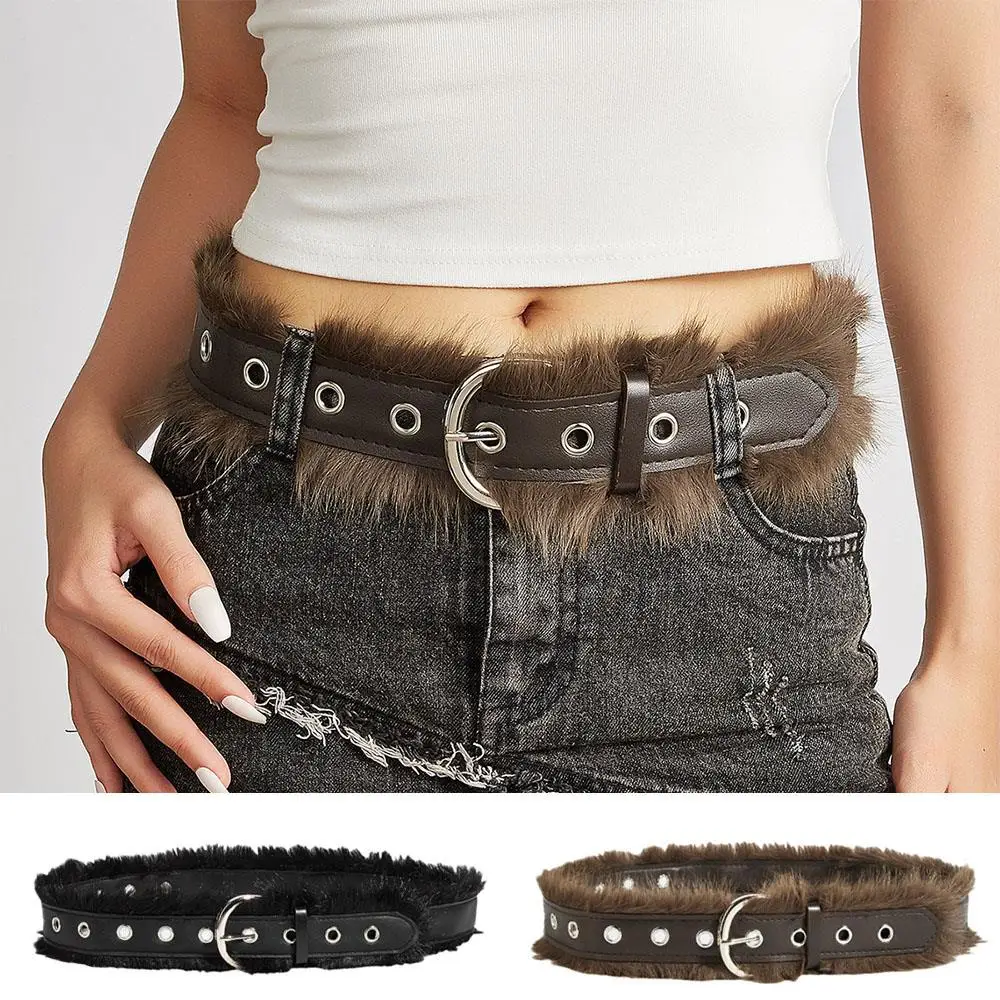 حزام العيينة المعدنية القطيفة بولي حزام حزام جلد فو الفراء أحزمة الخصر العصرية الخصر سلسلة الموضة ديكور يومي العصابات الملابس مفيدة #1