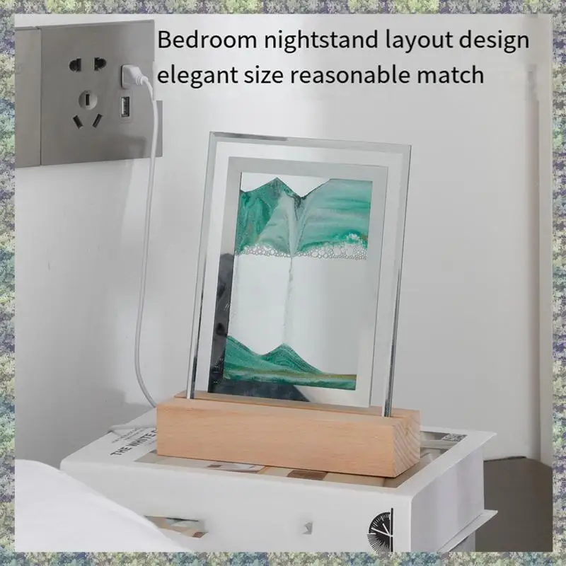 WON Sand Art Moving Night Lamp Craft Quicksand 3D Landscape Flowing Sand Picture Hourglass Gift LED Table Night Light