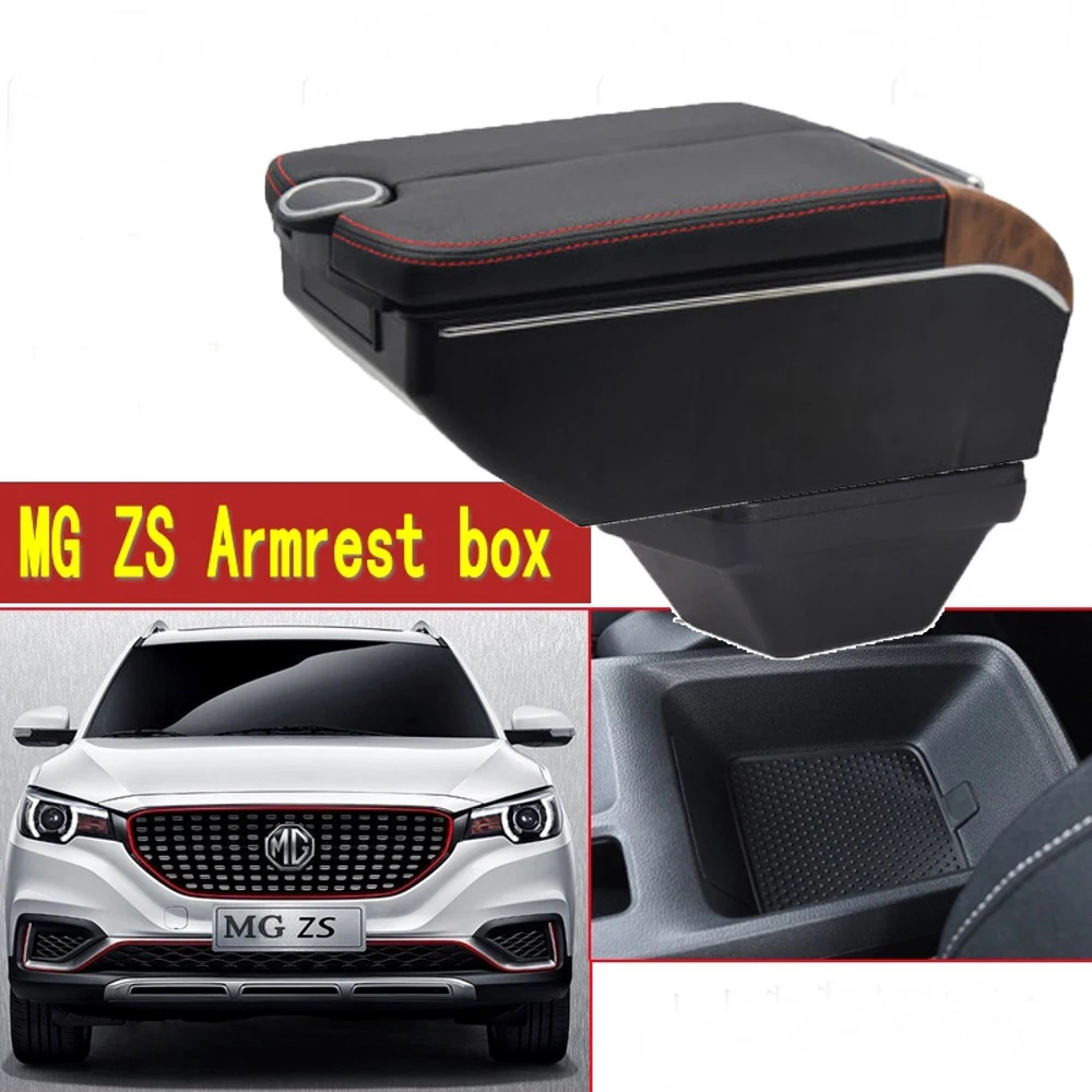 For MG ZS Center Console Armrest Box Storage Elbow Rest Arm with Phone Charging USB Interface Cup Holder