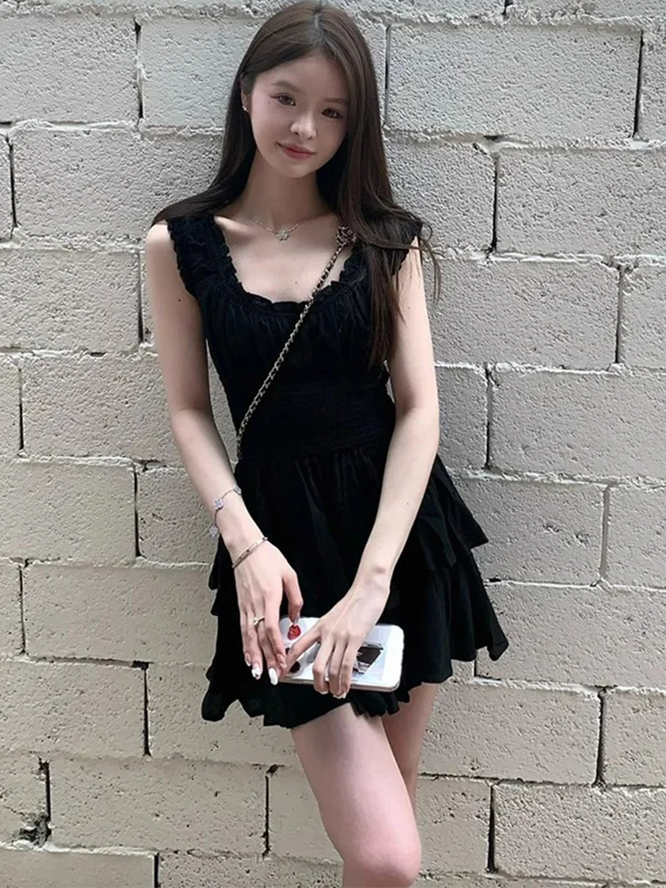 Vestido  Preto E e Emaecedor, Sem Alças, Estilo Saia em Camadas, Nova Chegada de Verão, Roupas Fenas, Saia C...