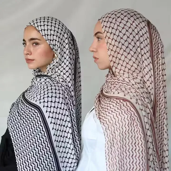 2024 Hot Sales Keffiyeh Print Muslim Ladies Hijab Keffiyeh Palestine High Quality Scarf Hijab Muslim Women's Shawl 185*70cm