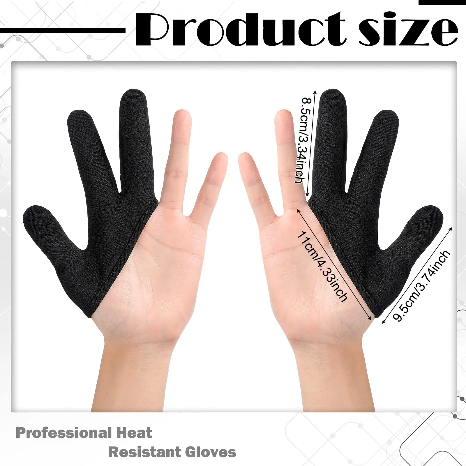 3 Finger Heat Resistant Gloves  Mittens Protection Gloves Curling Wand Glove Reusable Heat Geat Gloves Barber Hair Styling Tools