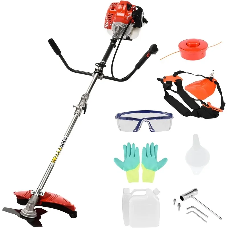 Grass Trimmer 52cc 2-Stroke Gas Crank 2 in 1 Multi-Functional Trimming Tool Hedge Brush Cutter Complete Accessories