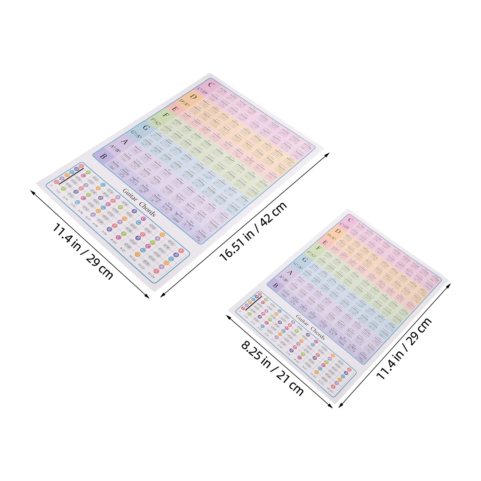 2 قطعة مخطط وتر الجيتار للمبتدئين أداة تعليمية محمولة مع ملاحظات موسيقية وموازين مخطط وتر مرجعي #6