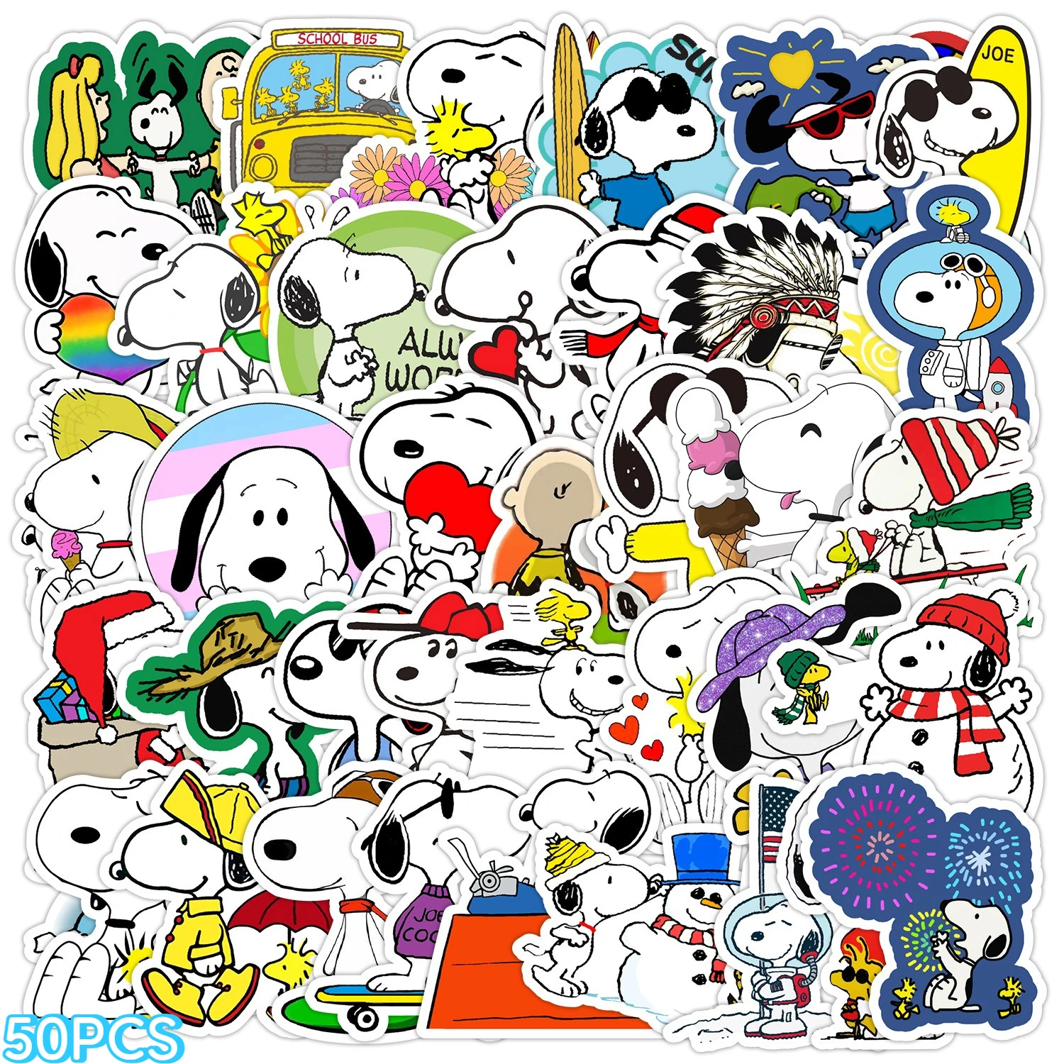 50PCS Cartoon Animation Snoopy Graffiti Stickers Aesthetic Decals DIY Decor For Phone Bottle Travel Bag Creative Gifts