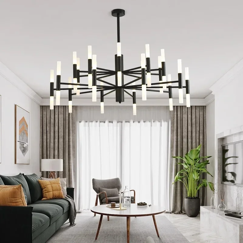 Luxury Golden Metal Branch Chandelier  Post Modern Mid Sputnik Pendant Light Hotel Lobby Cafe Interior Lighting