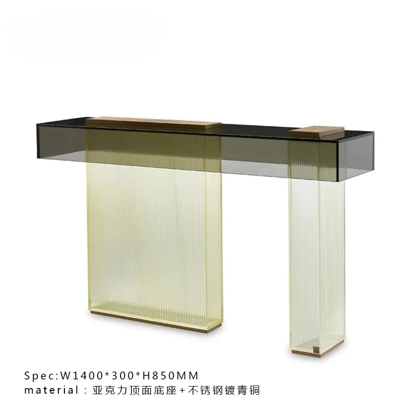 

Simple Modern Acrylic Entrance Table Small Apartment Villa Household Stainless Steel Strip Case Narrow Wall Rectangular Table