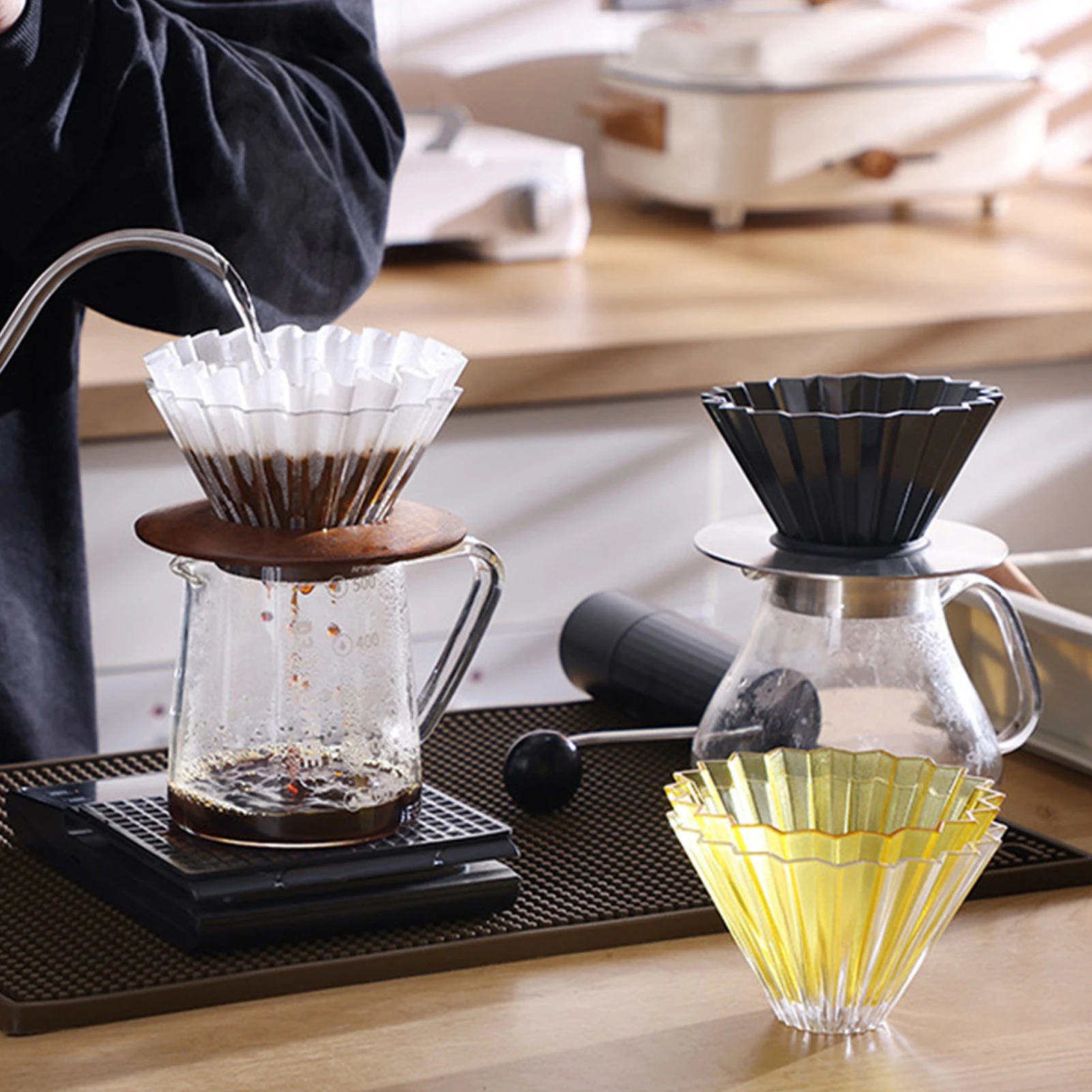 Resin Handmade Origamiss Filter Cup Hand-made Coffee Filter Cup V60Funnel Drip Cake Cup Flower Shape Manual Brewing Accessories