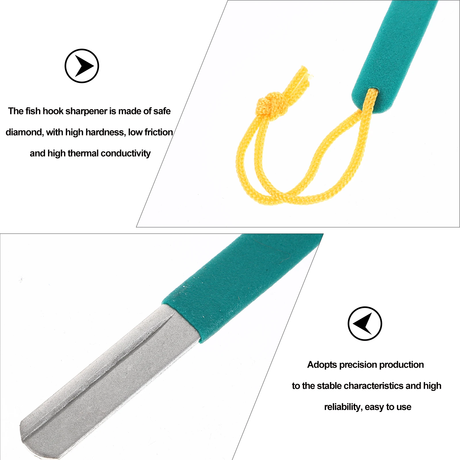 

Portable Fishing Hook Sharpener 4-Inch Diamond File Green Handle Compact Storage Outdoor Tools Drill Bits Precision