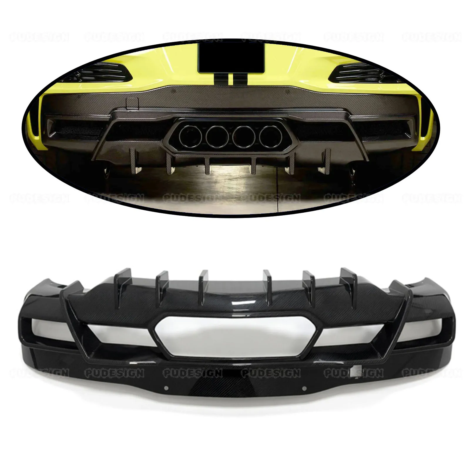 

PU-DESIGN For Corvette C8 Z06 2020+ Bumper Upgrade Body Kit Dry Carbon Fiber Rear Diffuser Properly Installed