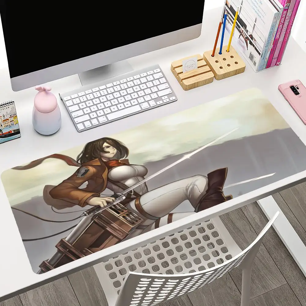 Mikasa Ackerman Attack On Titan Anime Girl Mousepad Large Gaming Mouse Pad LockEdge Thickened Computer Keyboard Table Desk Mat