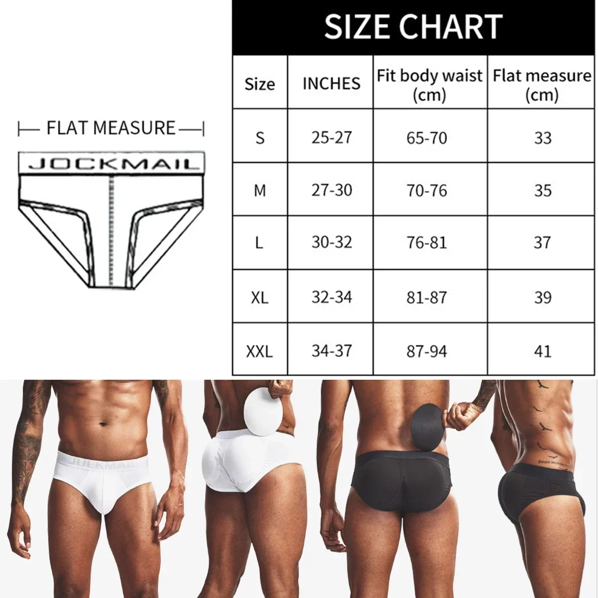 Sexy Men Butt Lifter Briefs Panties Padded Push Up Lifting Buttocks Underwear Male Removable Cup Underpant with Butt Pads Briefs