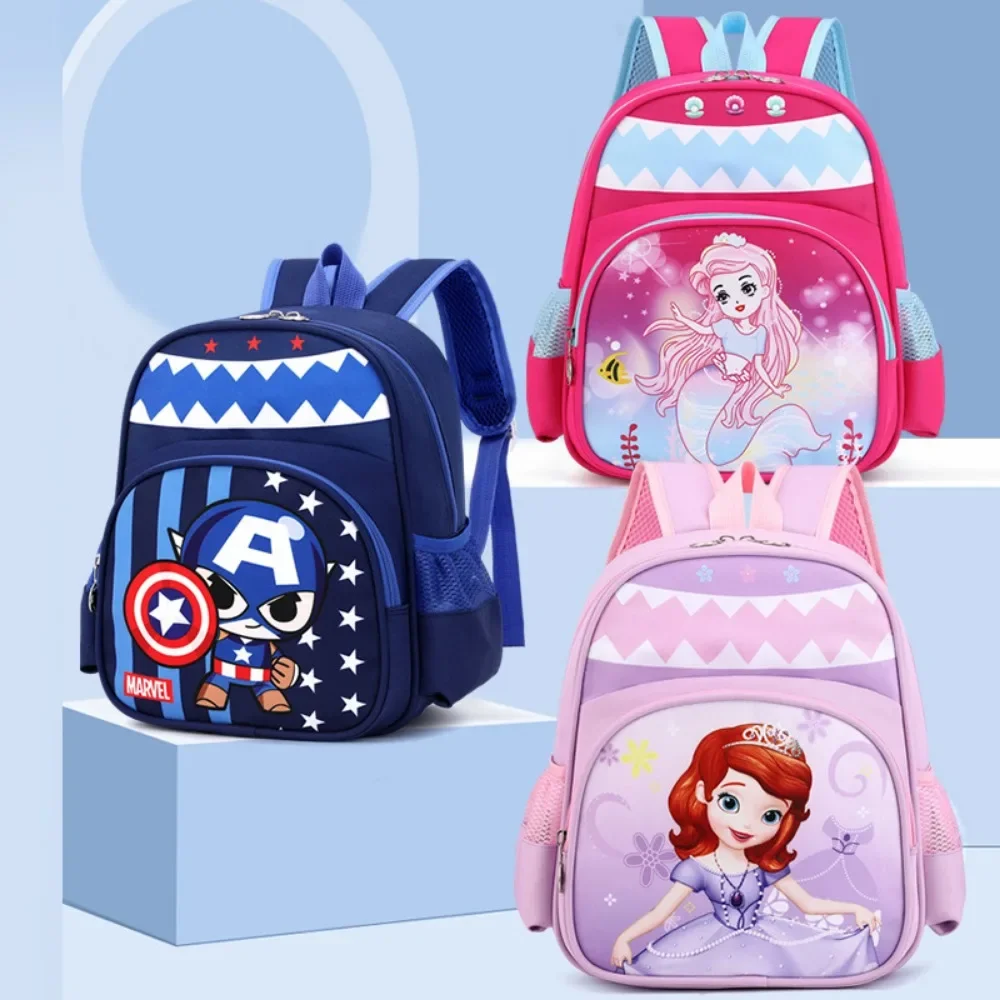 Disney Cute Cool Children Backpacks Snow White Mermaid Anime Cartoon Patterns Comfortable Breathable Fashionable School Bag Gift