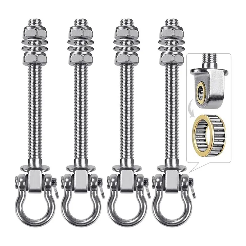 

A25F-Permanent Anti-Rust Stainless Steel 4 Pcs Wood & I- Hanger, Heavy Duty Swing Hooks, Yoga Hammock Chair Sandbag