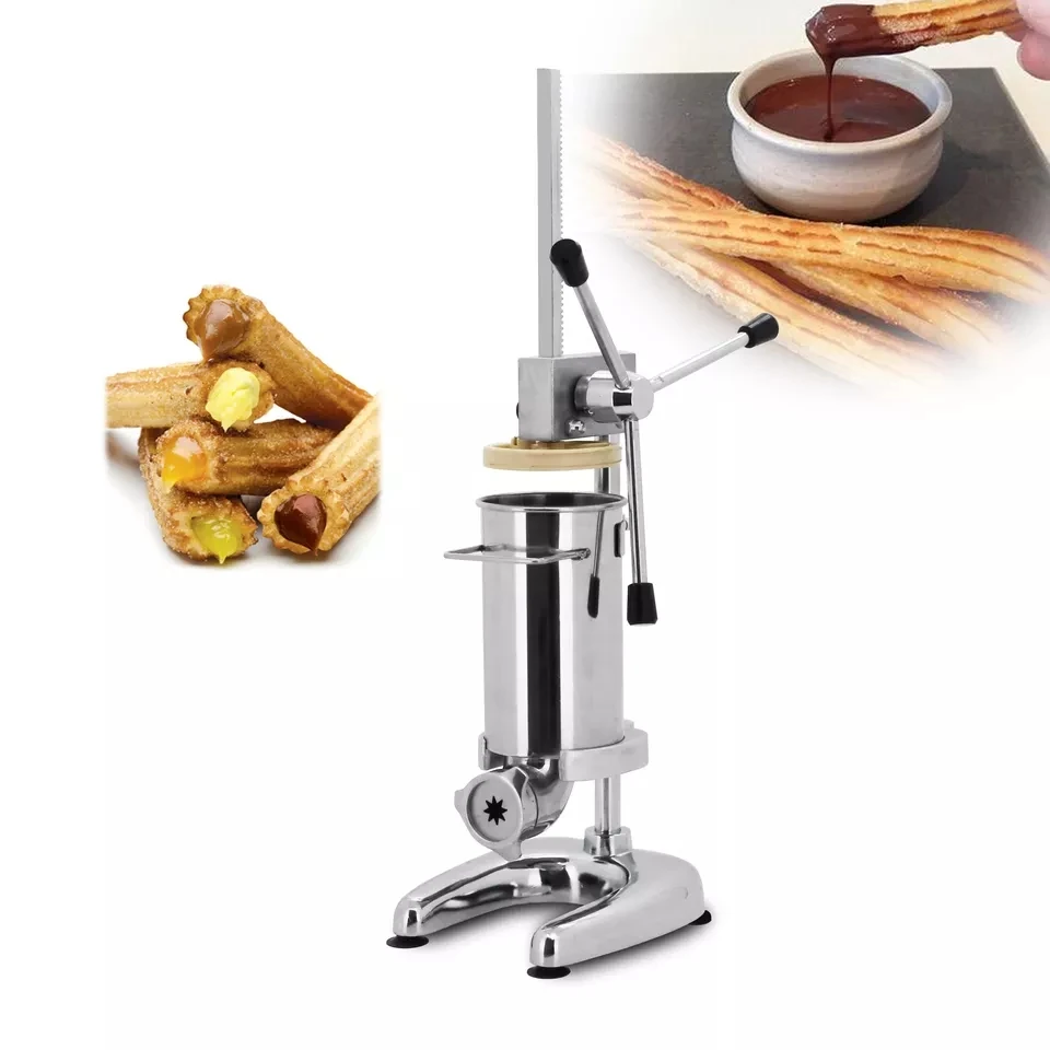 2L or 3L Manual Mini Spanish Churros Maker Machine 5 Kinds Of Molds Stainless Steel Small Churros Filling Making Snack Equipment