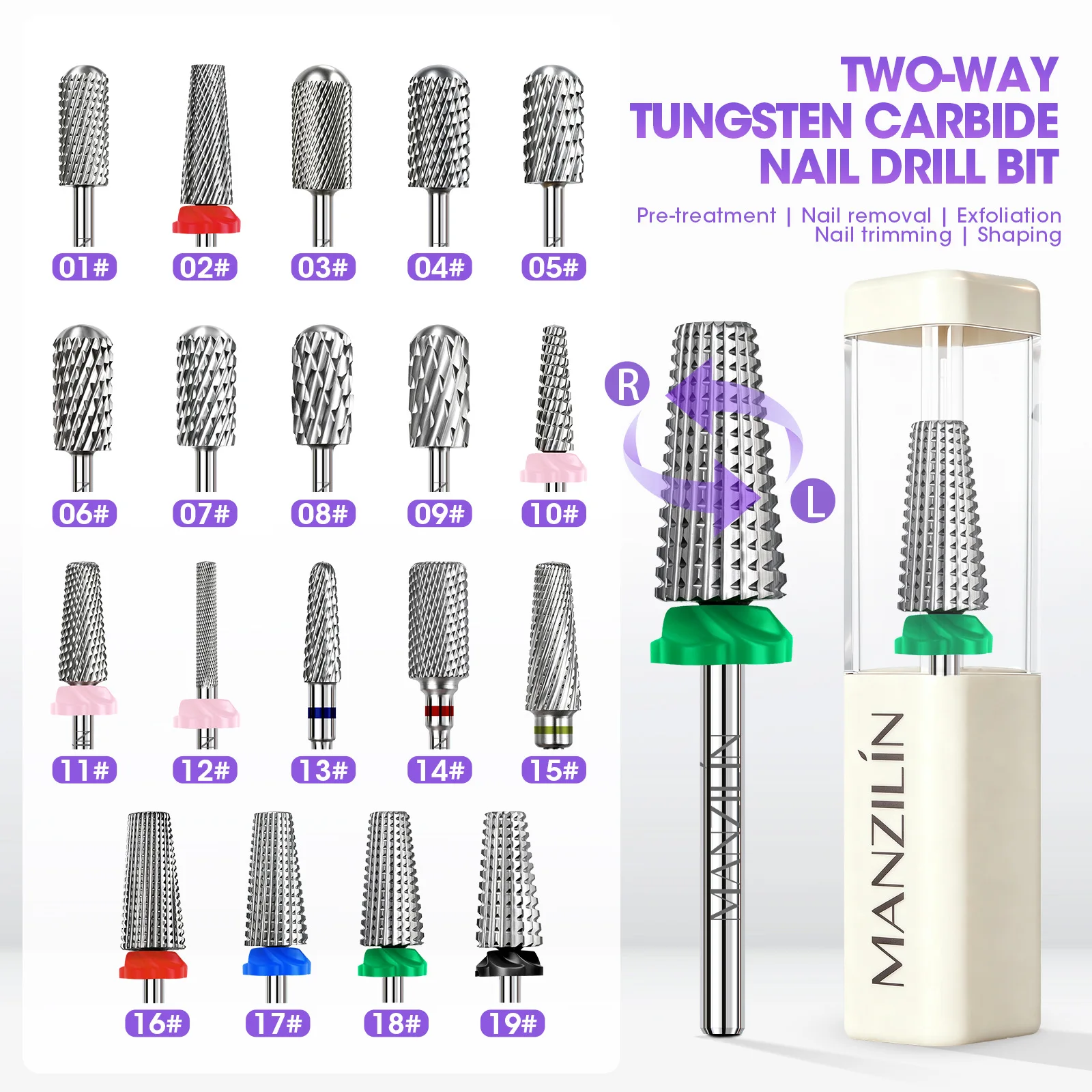 1pcs Professional Way Tungsten Carbide Nail Drill Bit for Electric Manicure Machine Pretreatment Cuticle Cleaning Salon Tools