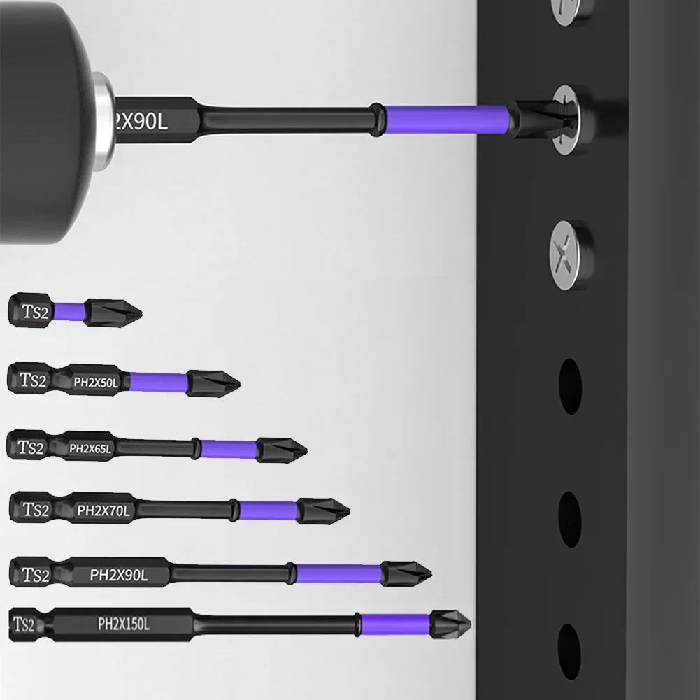 10/20pcs Non-Slip PH2 Magnetic Batch Head Cross Screwdriver Bits Hardness 25mm-150mm Impact-Drill Screwdriver Bit