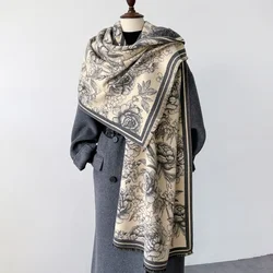 Spring Keep Warm Soft Wraps Advanced Sense Elegant Coat Outer Wear Shawl Fashion Scarf Peony Flower Long Adult Women's Scarf