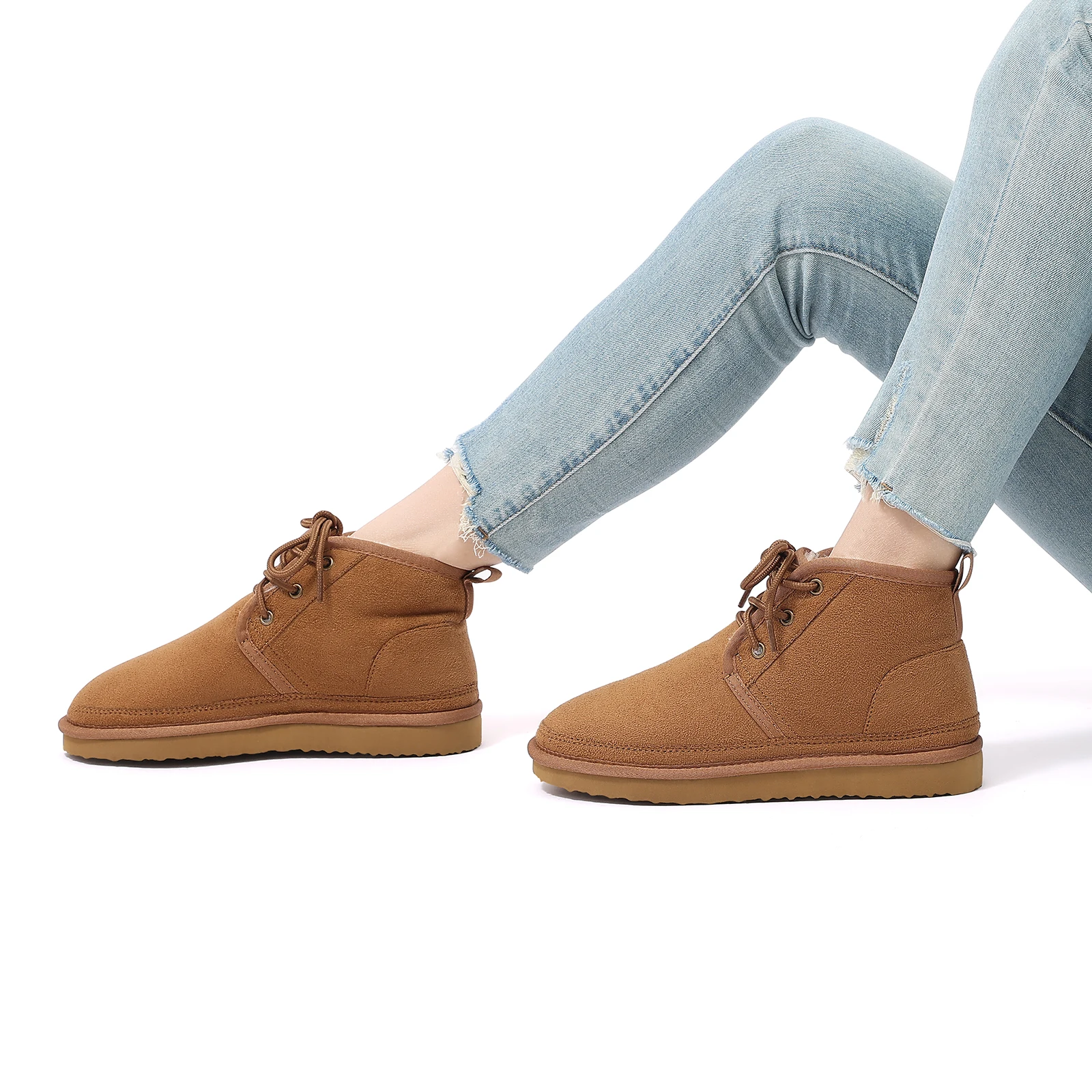 Comwarm Flauschige Baumwollstiefel für Damen, rutschfeste Outdoor-Knöchelstiefel mit harter Sohle, warme, bequeme Freizeit-Winterstiefel für Damen. – Detail 6