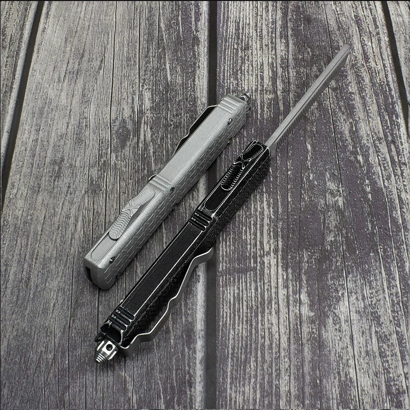 NEW UT Tactical Beard Comb Custom OTF Excellently Designed Stone Washed Aviation Aluminum Handle  Pocket Cool EDC Tools