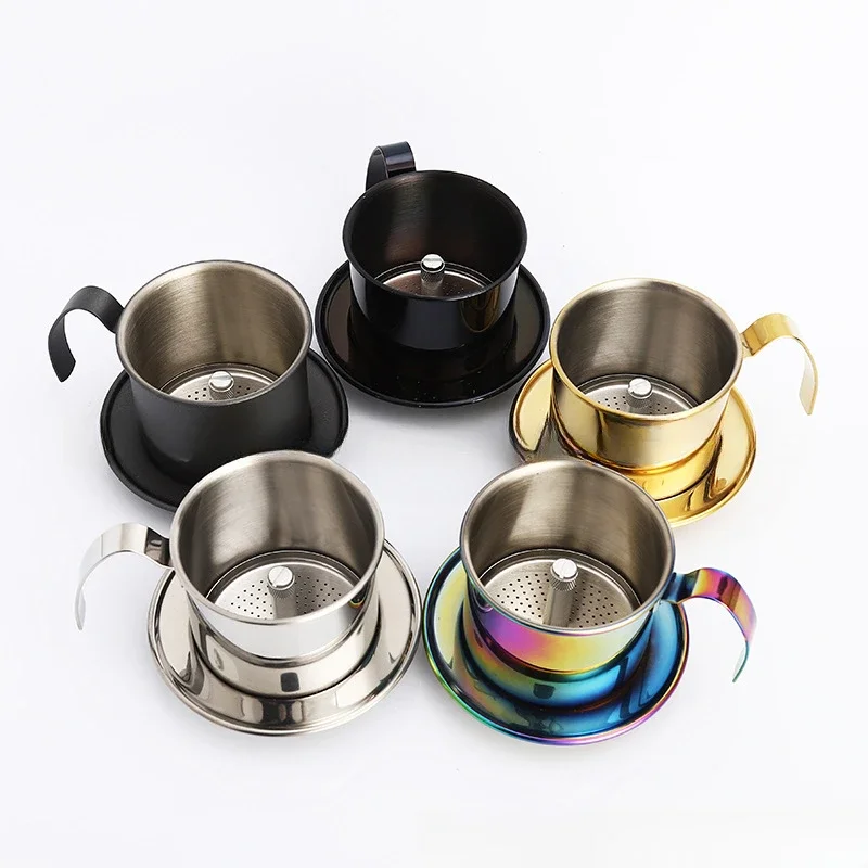 Portable coffee drip filterhome officetravel camping1 set of stainless steel filter cups