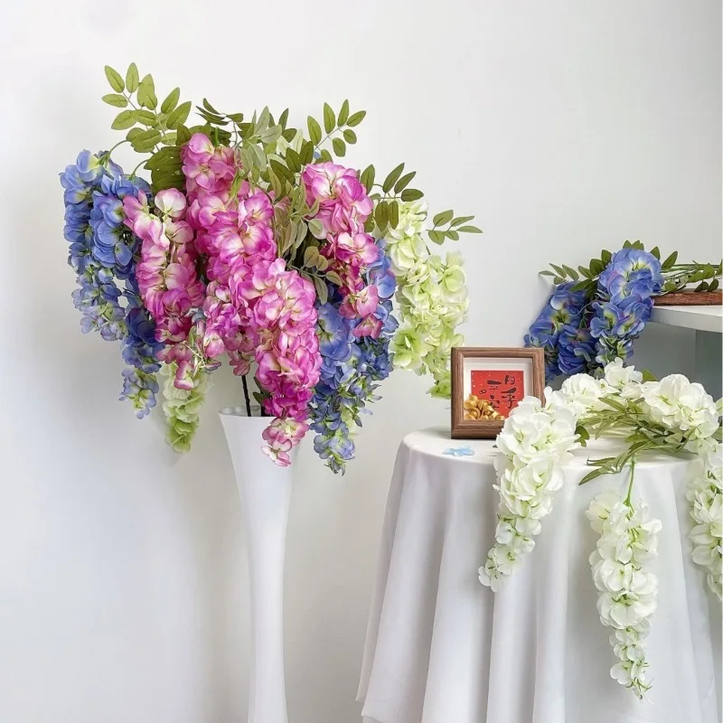 

5Pcs Artificial 100cm Long Branch Encrypted Wisteria Flowers Wedding Decor Background Floral Silk Bean Flower Home Party Layout