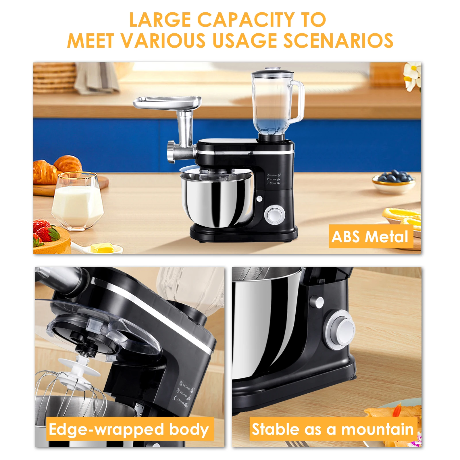 Кухонные миксеры Электрические бытовые миксеры Мощный блендер, миксер для теста с наклонной головкой и чашей для смешивания для большинства домашних приготовления пищи и выпечки