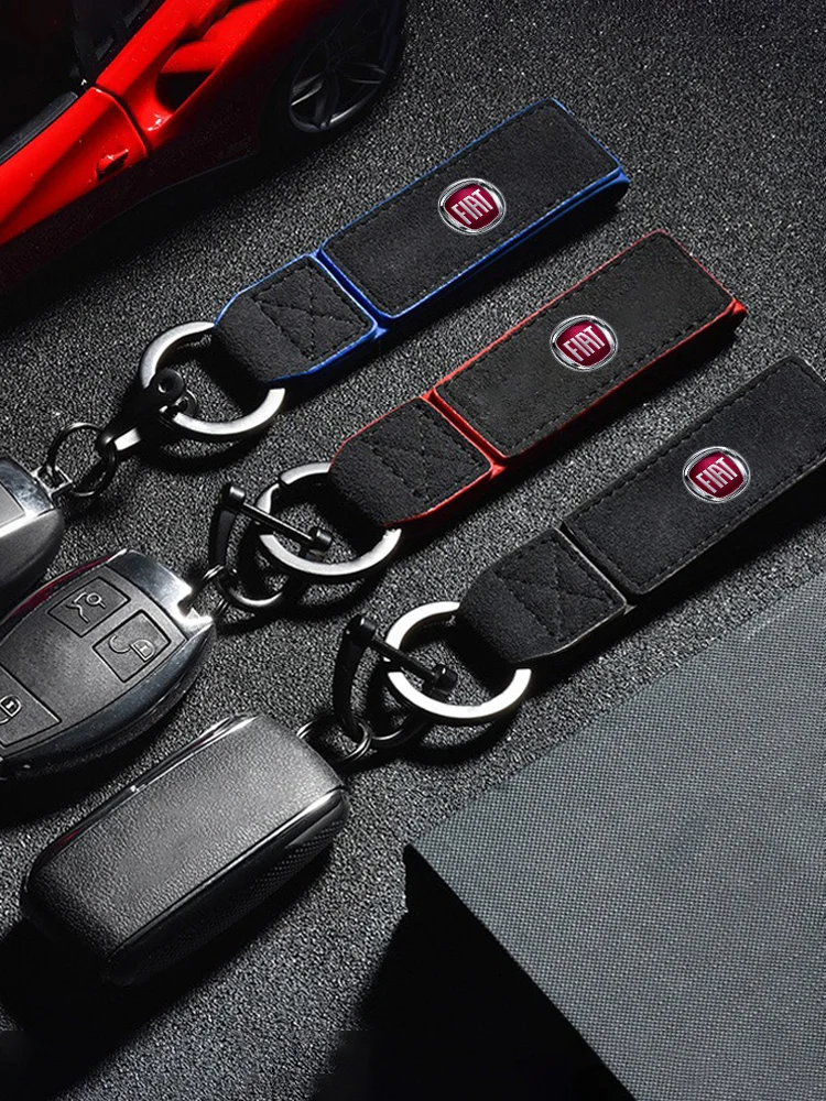 Material Suede Leather Keychain Business Key Men Women For Fiat Logo Viaggio Abarth 500 Punto Bravo Panda Tipo Stilo Ducato