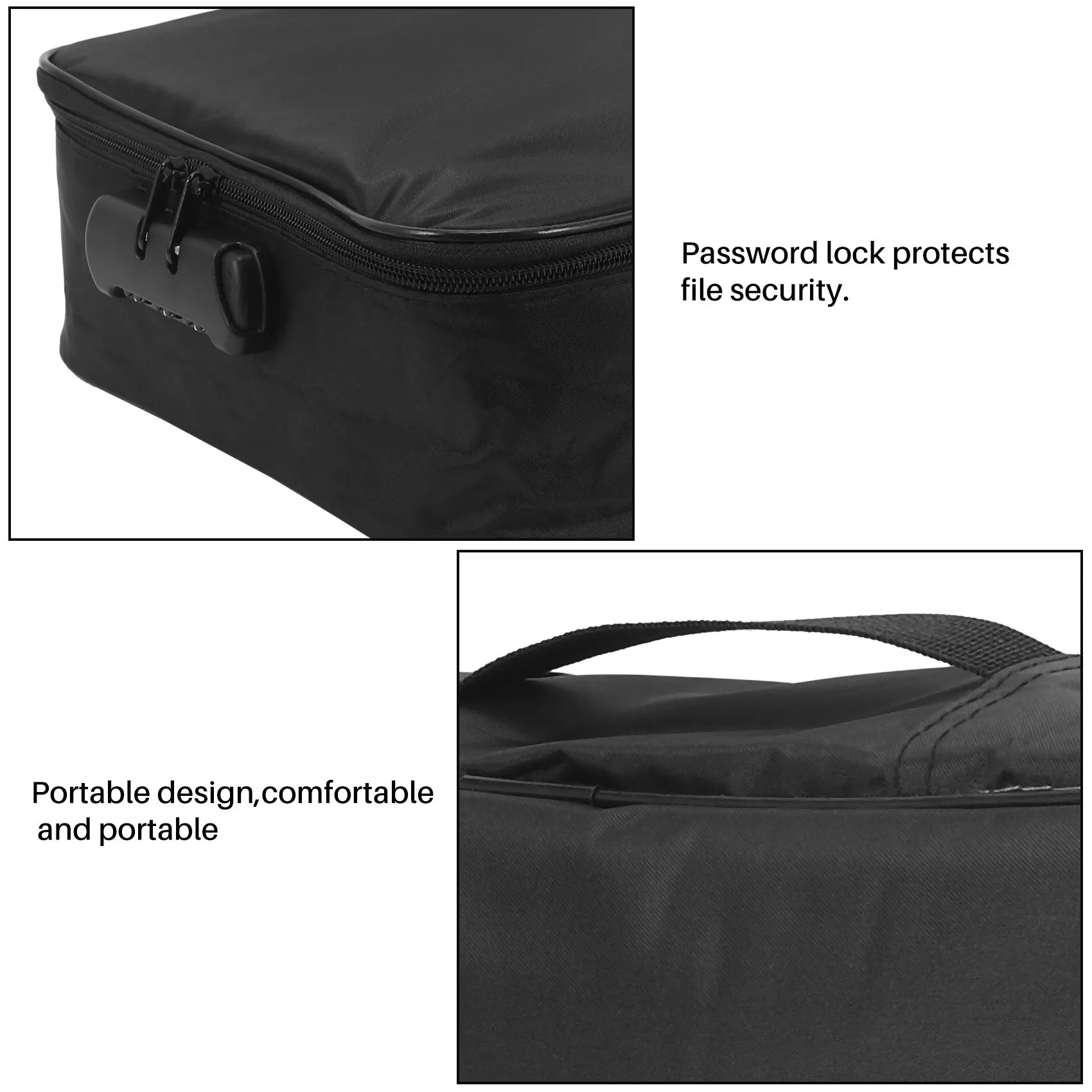 

Important File Pocket Holder,Document Organizer Box,Oxford Waterproof Document Storage Bag With Safe Code Lock