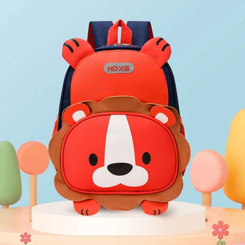 Cute Cartoon Lion Shape Backpacks Children Exquisite Waterproof Zipped School Bags Toddler Kids Fashion Canvas Bookbag Kids Gift