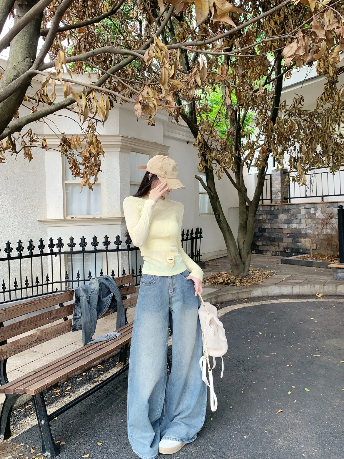 

Уютный золотисто-желтый мягкий повседневный топ с круглым вырезом, универсальный, стройнящий, базовый, для поездок на работу, с высокой талией, длинными рукавами