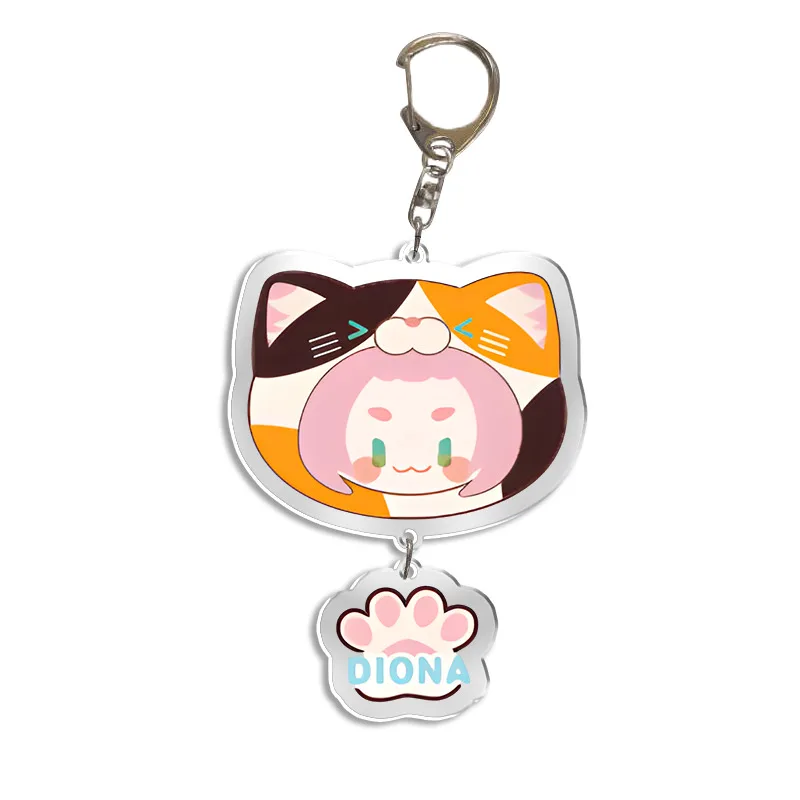 Genshin Impact Teyvat Series Cute Key Chain Ring Anime Figure Diona Keqing Amber Diluc Custom Double Coated Acrylic Keychain