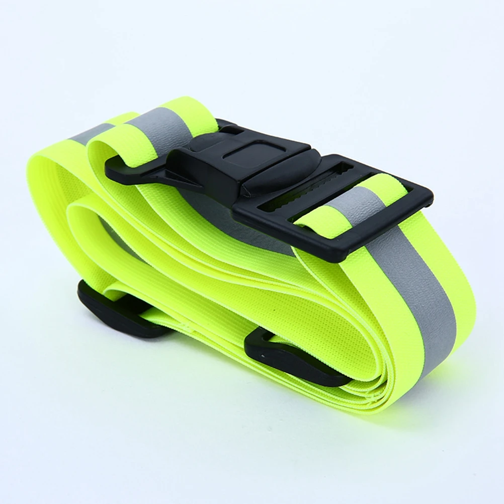 

2 pcs Fluorescent Green Reflective Waist Belt Adjustable High Visibility Safety Gear For Night Running Cycling Walking Workers