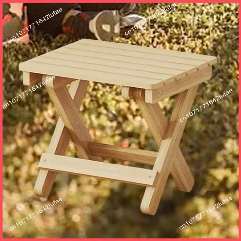 

B52C Small Folding Stool Portable Wooden Stool Chair Lightweights Fold-Up Step Stool Folding Foot Rest For Outdoor