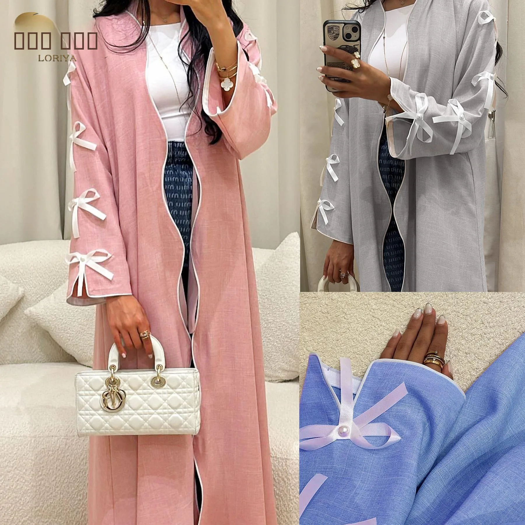 

Ele Pure Beau Knot Long Dr Robe a LR800 for Men Autumn Long Sve Faionable Traditional Arabic Gown