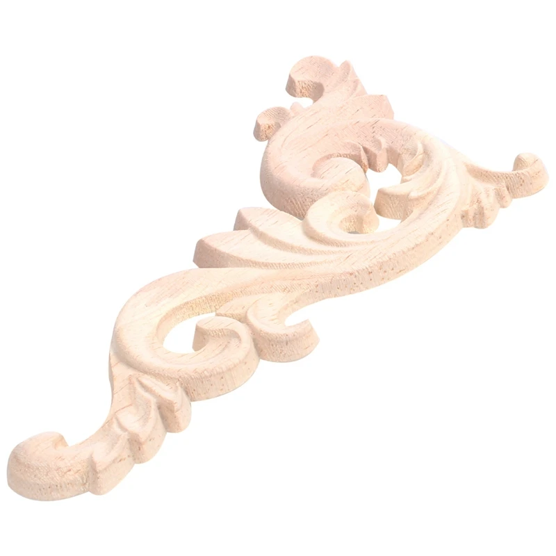 8Pcs Wood Carved Corner Onlay Unpainted Applique Frame Door Decors Decal 15 X 8 X 0.8Cm