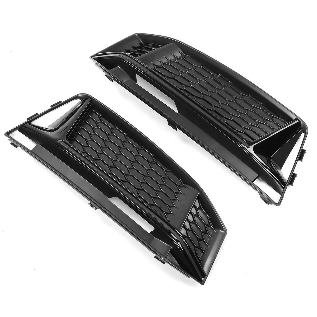 A Pair Car Front Fog Light Grill Grille Lamp Cover Honeycomb Hex For Audi A4 B9 S-Line S4 2016-2018 8W0807681K 8W0807682K