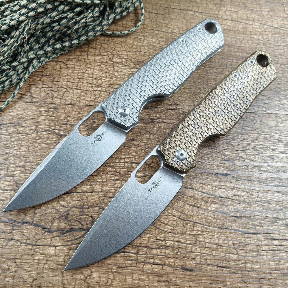 TWOSUN Folding Pocket Knife N690 Blade Ceramic Ball Bearing Titanium Alloy Handle Outdoor Gear Gift Collections TS430