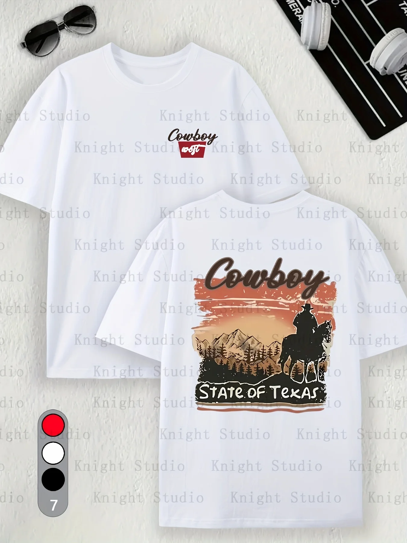 تي شيرت رجالي 100% قطن كاوبوي جرافيك على الوجهين من قماش الدنيم لركوب الخيل وطباعة روح صيفية غير رسمية بأكمام قصيرة