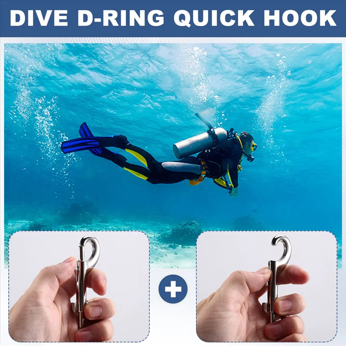 A74U 10pcs 88mm Scuba Diving Double End Bolt Snap Hook Clips Zinc Alloy Quick Draw Link Carabiner B-Shape Spring Hook
