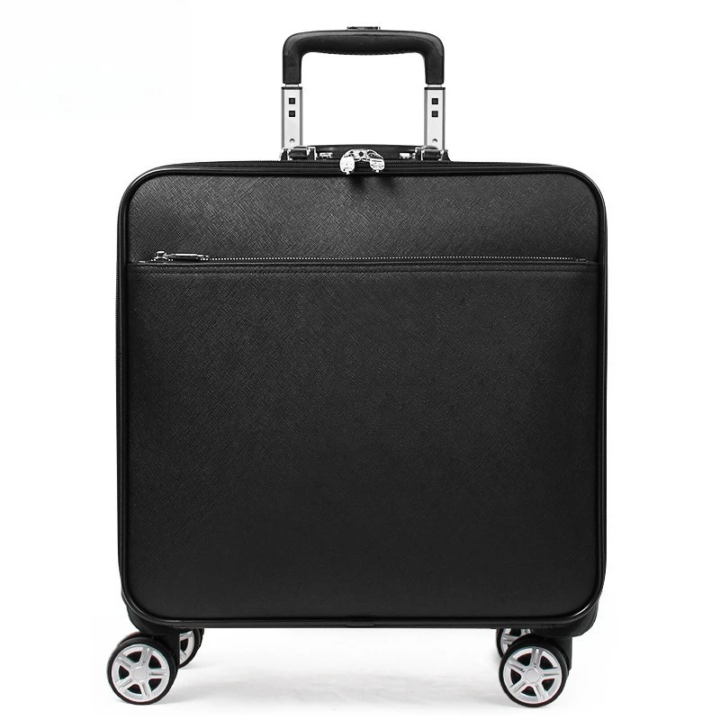 Small mini business boarding case for high-speed rail aviation 16-inch 18 computer case Universal wheel light leather case
