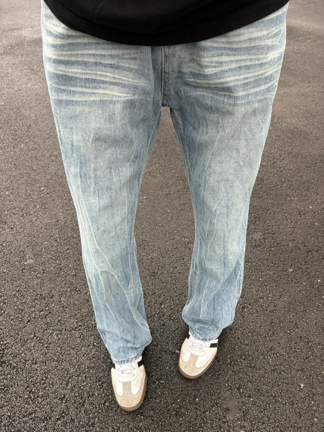 

Мужские джинсы American Vibe светло-голубого цвета с узором в виде молнии, прямого кроя, зауженные, CleanFit, повседневные, прямые джинсы.