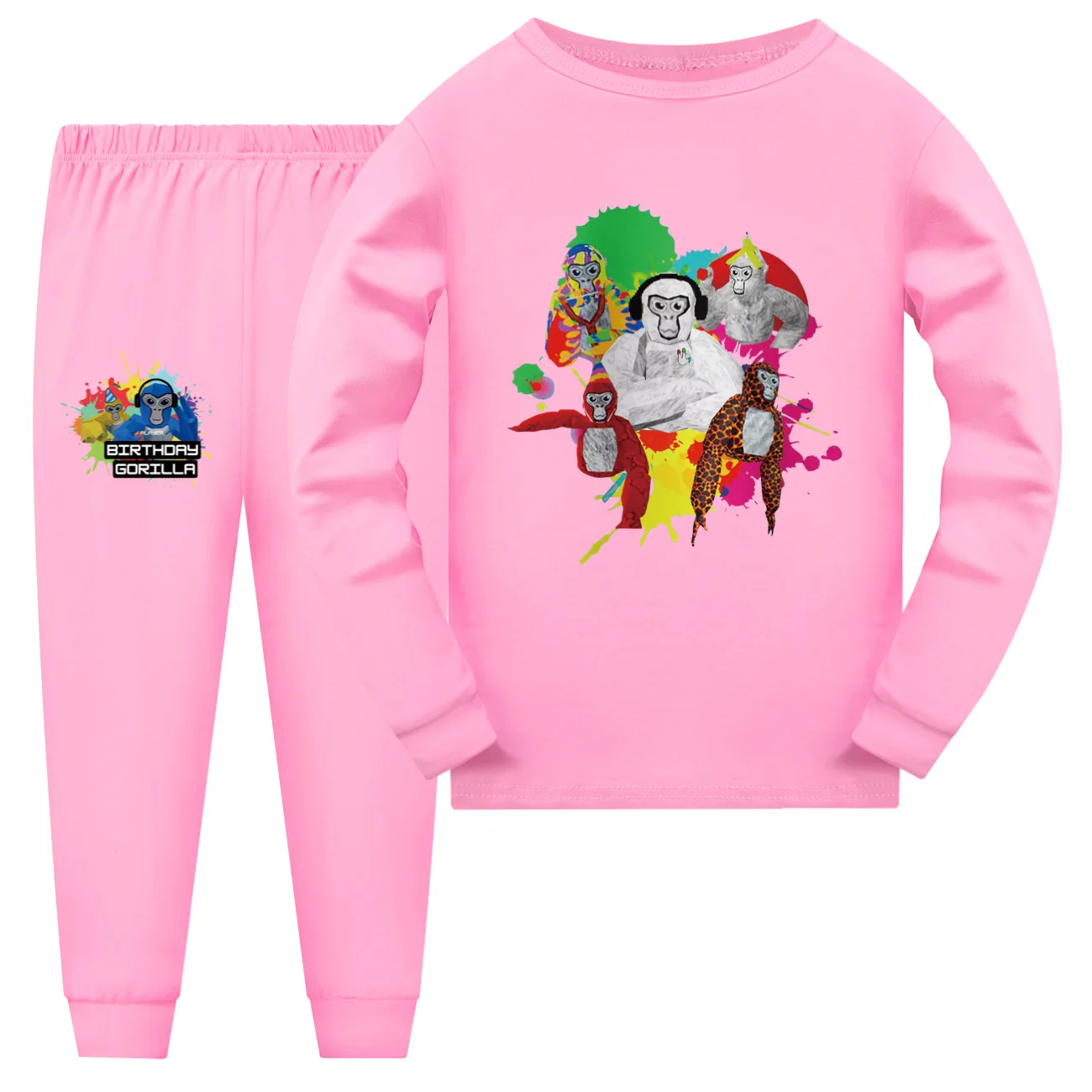 ew Kids Boys Girls Pajama Sets Gorilla Tag Cartoon Print Long Sleeve T-Shirt Tops Pants Toddler Baby Autumn Sleeping Clothes