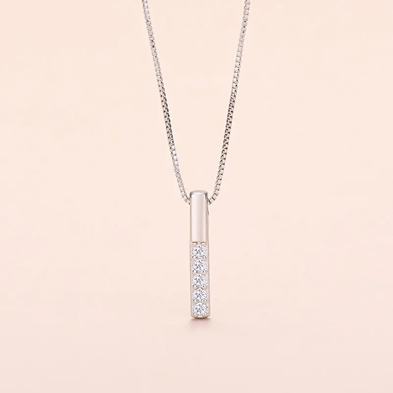 925 Sterling Silver Necklace for Women Girls Elegant Zircon Striped Shape Necklaces Fashion Shape Sterling Gold Color Jewelry