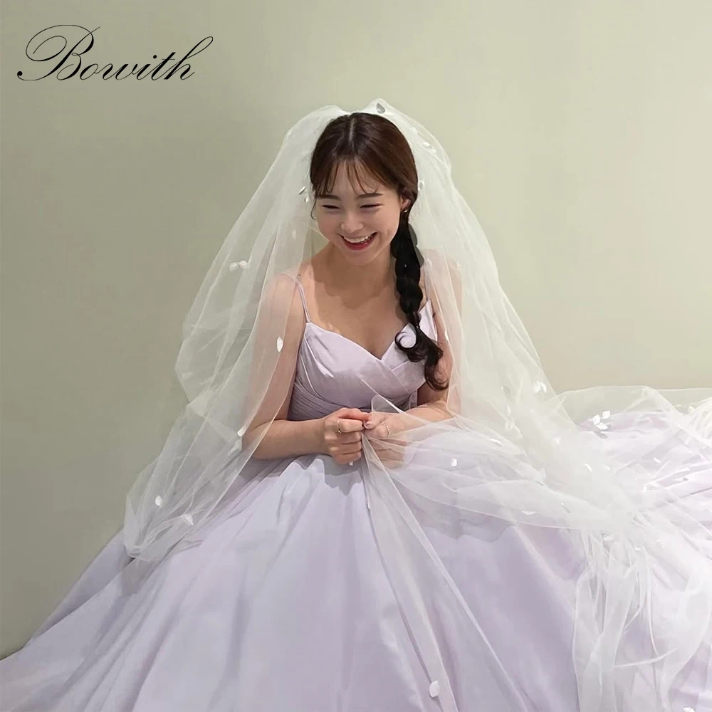 

Bowith Spaghetti Straps Vintage Korean Wedding Dresses Customized A-Line Bridal Gown Taffeta Wedding Snap Dresses Party Gown