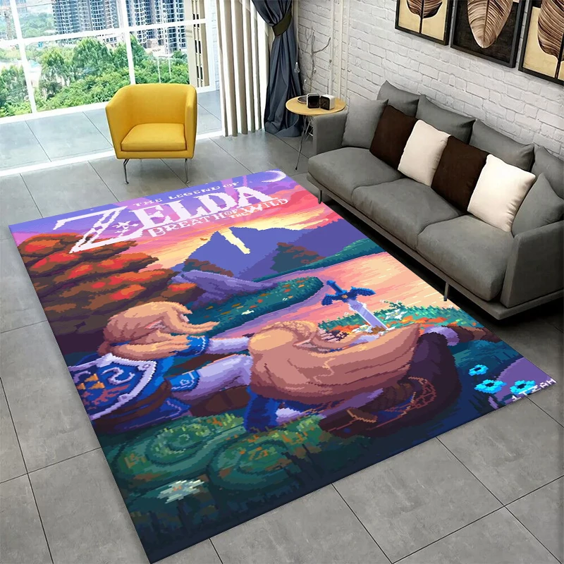 Classic Game Z-Zelda Cartoon Link Carpet Rug for Playroom Bedroom Living Room Sofa Home Decor,kid Area Rug Non-slip Floor Mat
