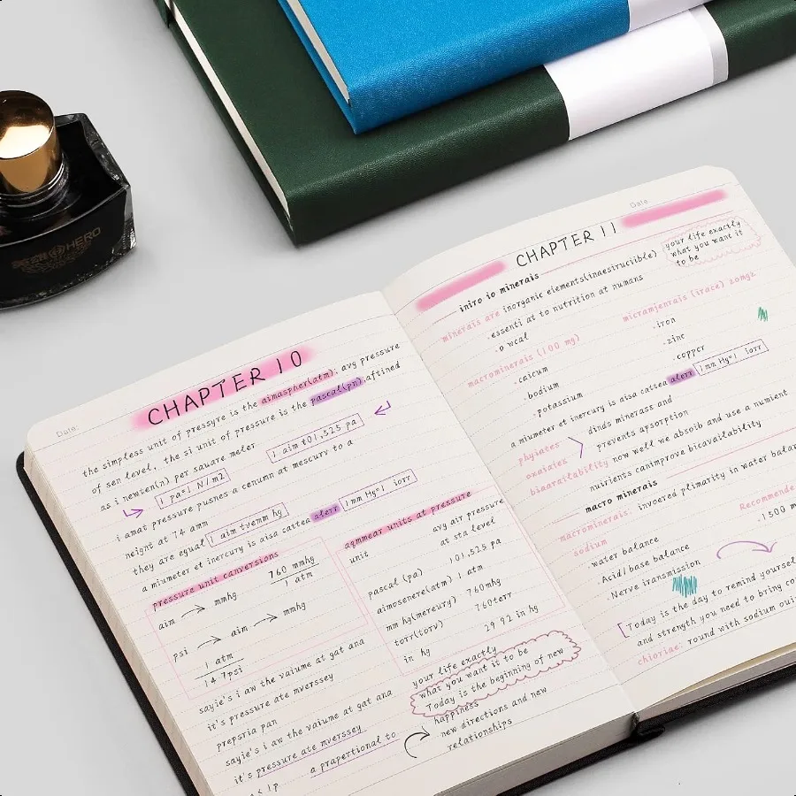 Cuaderno grueso forrado con 320 páginas numeradas, diario para mujer, Bloc de notas A5, rayas universitarias, papel de 100gsm, tapa dura de cuero para M