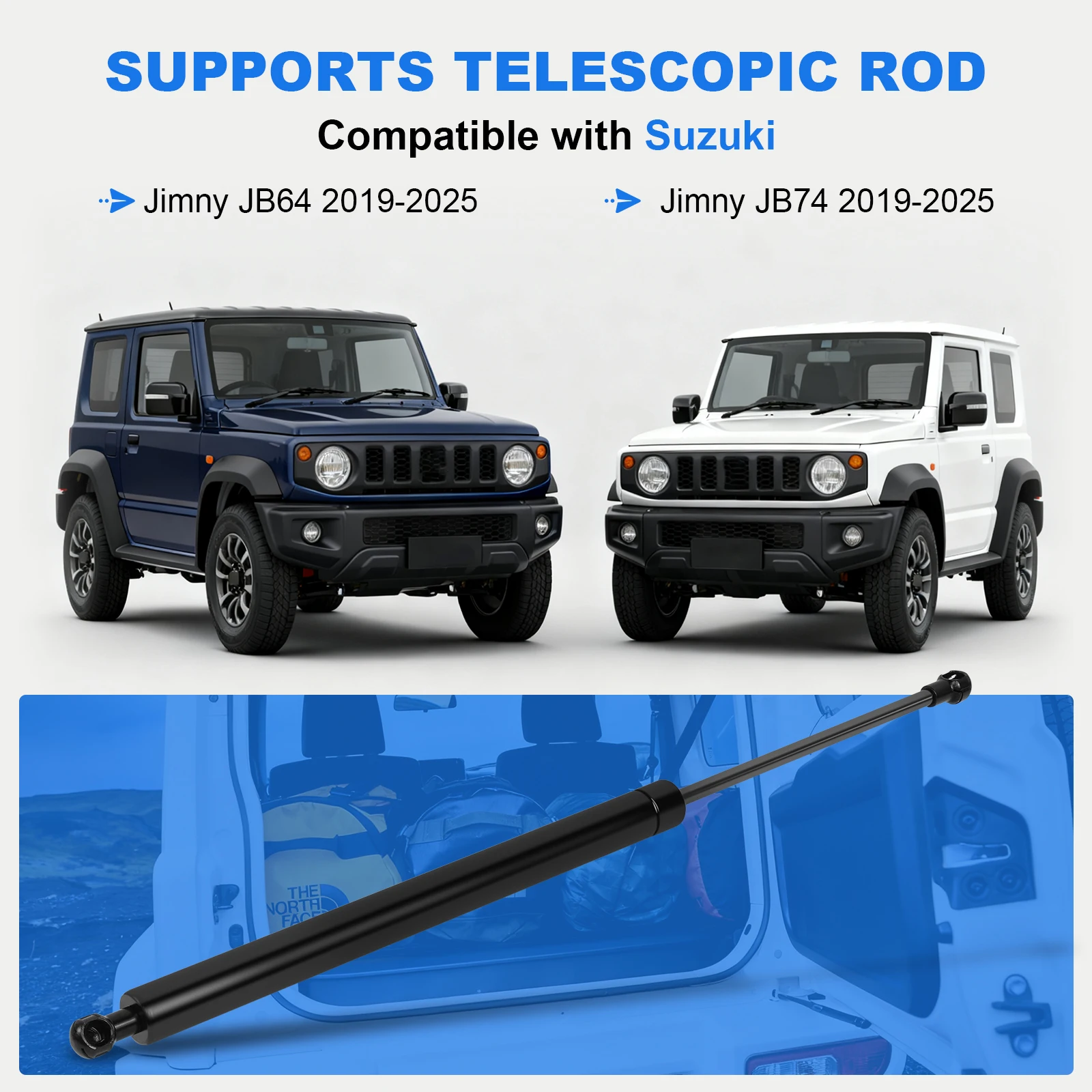 Para suzuki jimny jb64 jb74 haste de mola de elevação da porta traseira jimny jb74 jb64 2019-2025 suporte haste telescópica em 10-90 °   Ângulo de parada